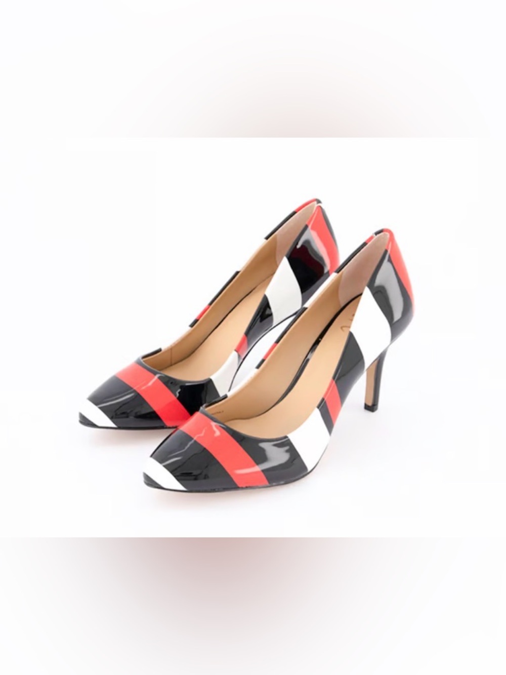 INC International Concepts Black, White & Red Patent Colorblock Pumps